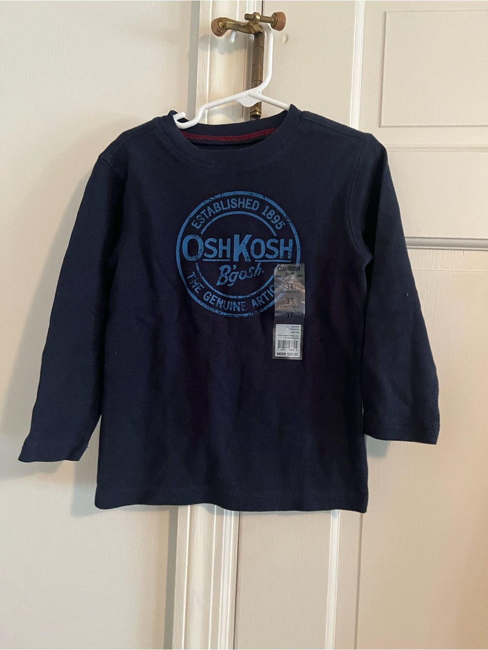 ❤️3/$30 OshKosh LS T-shirt Blue Size 3T 100% Cotton NWT